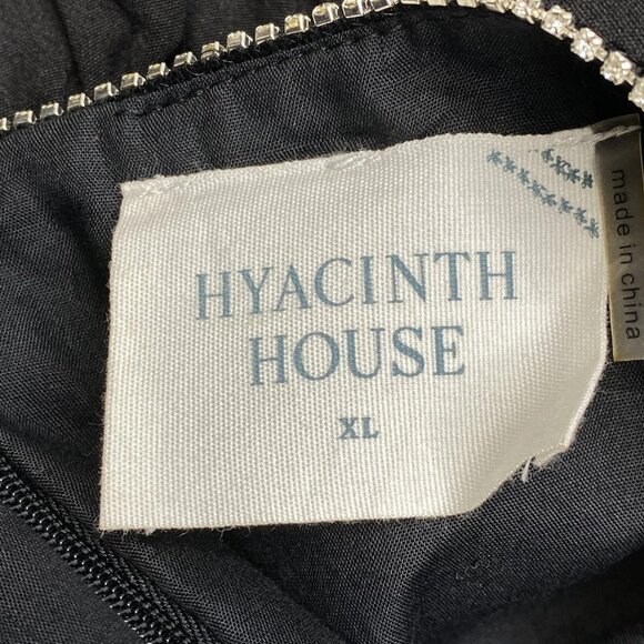 NEW HYACINTH HOUSE Blair Mini Dress Black Size XL Embellished Bow Long Sleeve - Picture 6 of 11
